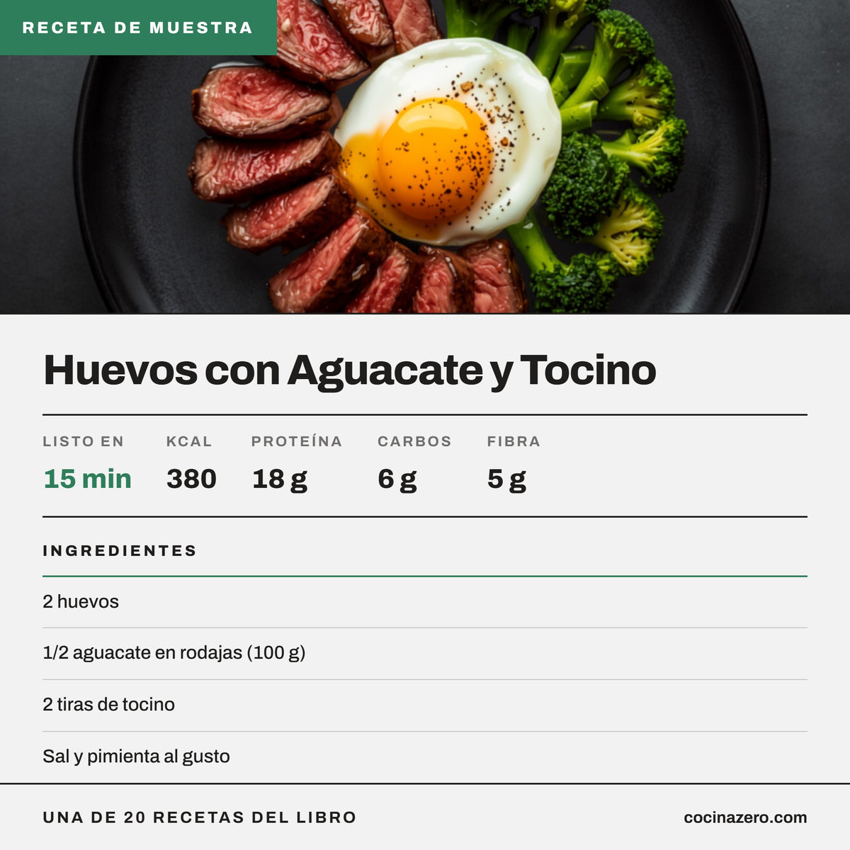 Recetas Keto en Español — 20 Comidas Bajas en Carbohidratos (Libro Digital PDF)
